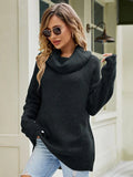 FASHION LOOSE SOLID COLOR LAPEL PULLOVER SWEATER