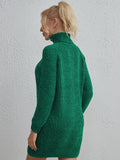 CLASSY HIGH-NECKED CHENILLE KNITTED SWEATER DRESS