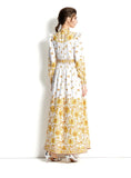 V-NECK LANTERN SLEEVE PRINTED PALACE STYLE DRESS