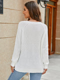 FASHION SOLID COLOR KNITTED V-NECK SWEATER