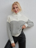 CLASSY LEISURE STRIPE LONG-SLEEVED SWEATER