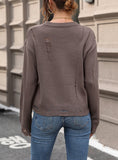 FASHION SOLID COLOR HOLLOW OUT SWEATER
