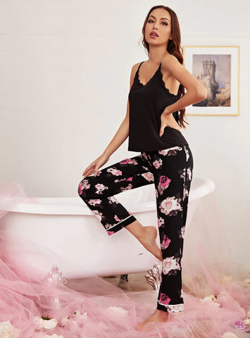 FASHION PRINTED SUSPENDER HOME SUIT