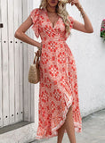 SUMMER DEEP V-NECK FLORAL DRESS