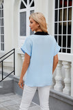 CONTRAST LAPEL CHIFFON SHIRT