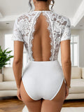 V-NECK TEMPERAMENT LACE STITCHING JUMPSUIT