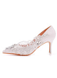 7 CM POINTED STILETTO LACE RHINESTONES WEDDING DRESS