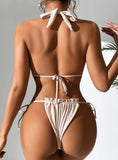 SOLID COLOR SEXY HALTER BIKINI
