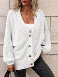 CLASSY SOLID COLOR KNITTED CARDIGAN LOOSE SWEATER