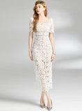 SLIM LACE SHORT SLEEVE DRESS