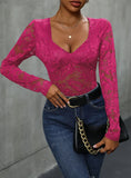 SQUARE NECK LACE SPLICING JUMPSUIT