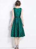 RETRO JACQUARD SLEEVELESS SLIM DRESS