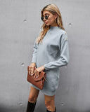 CLASSY GRAY PULLOVER SLIM SOLID COLOR LONG SLEEVE DRESS