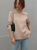 FASHION SOLID COLOR HIGH NECK SWEATER