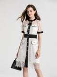 LACE SLIM WAIST SHORT SLEEVE DRESS