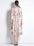 LAPEL SLIM FIT MID-LENGTH PRINTED SHIRT DRESS