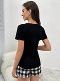 FASHION SUMMER SHORT SLEEVE PLAID SUIT