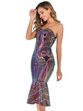 TUBE TOP SEXY BACKLESS SEQUINED DRESS