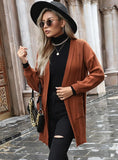 FASHION CASUAL SOLID COLOR LONG SLEEVE CARDIGAN SWEATER