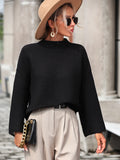 FASHION LOOSE NINE-POINT SLEEVE SOLID COLOR SWEATER