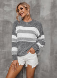 CLASSY CREWNECK STRIPED KNITTED SWEATER