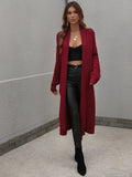 FASHION ROUND NECK KNIT CARDIGAN LOOSE SOLID COLOR SWEATER