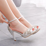 FISH-BILLED HIGH-HEELED RHINESTONE SANDALS