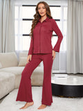 CLASSY RED THREAD LONG SLEEVE TWO-PIECE SUIT