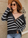 CASUAL VINTAGE V-NECK STRIPED SWEATER