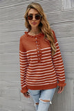 STYLISH BUTTON WOOD EAR STRIPED STITCHING SWEATER