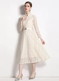 LACE LONG-SLEEVED MEDIUM-LENGTH DRESS