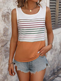 CONTRASTING STRIPED VEST TOP