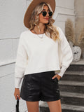 FASHION ROUND NECK SOLID COLOR LOOSE PULLOVER SWEATER