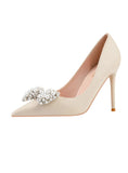 PEARL BOW THIN HIGH HEELS SHOES