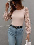 CLASSY CROCHETED HOLLOW PULLOVER ROUND NECK KNITTED SWEATER