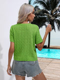 TWIST SHORT SLEEVE TURTLENECK SOLID COLOR SWEATER