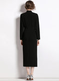 BLACK BOW SLIM LONG SLEEVE DRESS