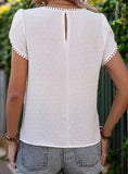 SHORT-SLEEVED LACE STITCHING TOP SHIRT