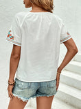 CASUAL V-NECK EMBROIDERED SHIRT