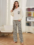 FASHION LONG SLEEVE LEOPARD PRINT PAJAMAS TWO-PIECE SUIT
