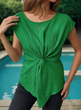 TWISTED SOLID COLOR GREEN SHIRT