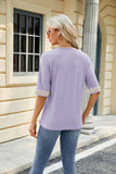 LACE STITCHING FIVE-POINT SLEEVE LOOSE T-SHIRT