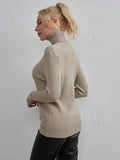 STYLISH SOLID COLOR FASHION HIGH NECK SWEATER