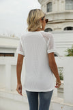 LACE STITCHING ROUND NECK SHORT SLEEVE T-SHIRT