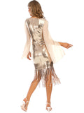 SEXY STITCHING FRINGED SEQUINED DRESS