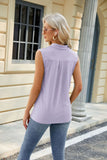 LAPEL SOLID COLOR SLEEVELESS CASUAL T-SHIRT