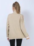 FASHION PILE NECK ELASTIC KNITTED LOOSE PULLOVER SHIRT