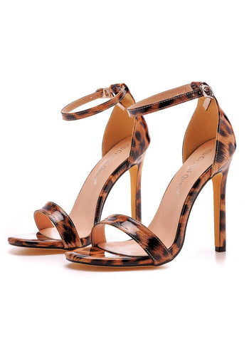 SEXY LEOPARD PRINT ROUND HEAD SANDALS