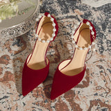 POINTED STILETTO HEELS PEARLS WEDDING SHOES