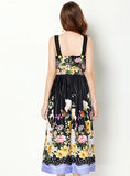 PRINTED SUSPENDER SLEEVELESS DRESS